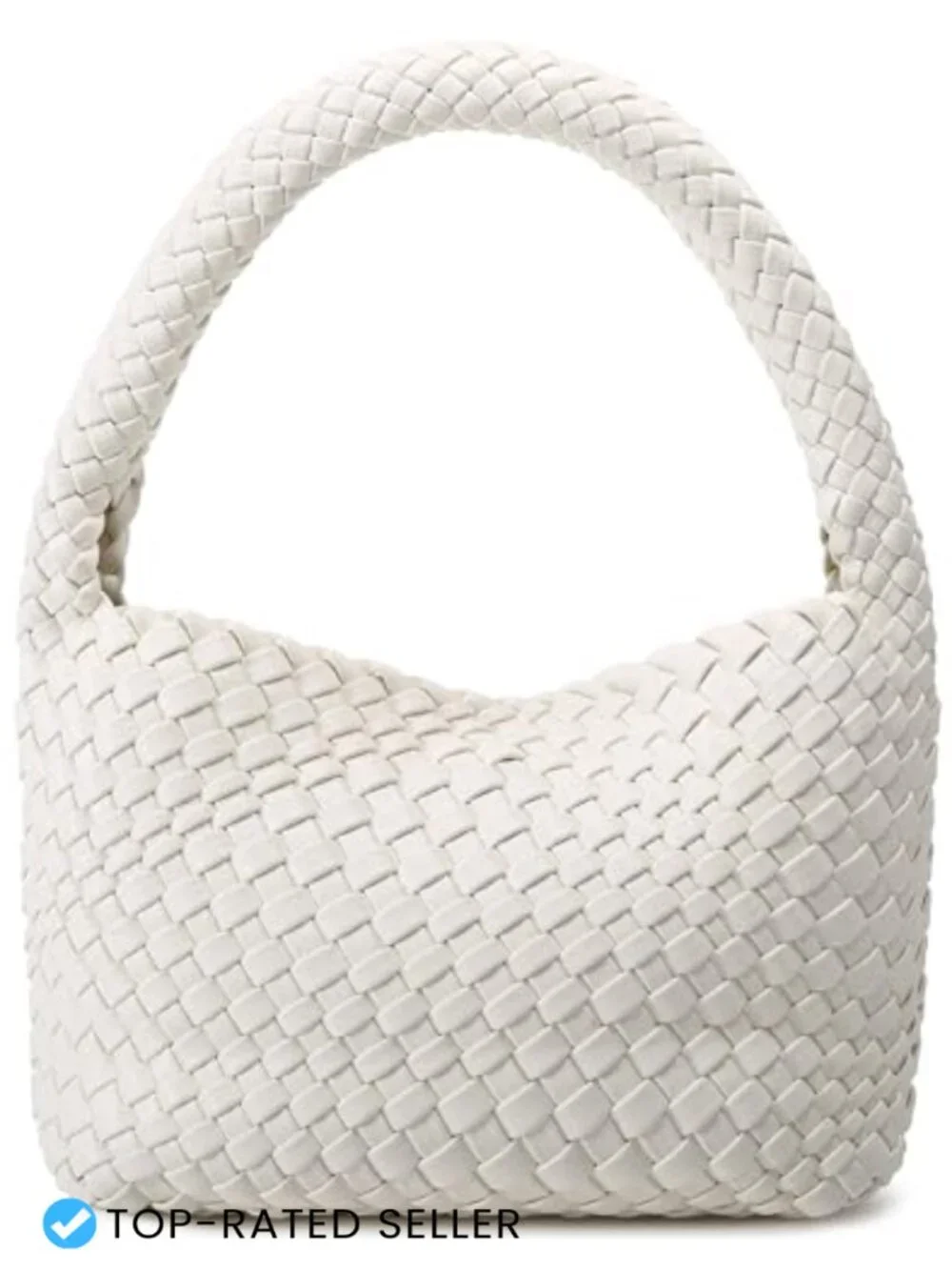 Woven Vegan Leather Hobo Shoulder Bag for Women | Small Tote Purse | Summer